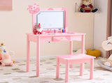 Pink MDF solid wood legs, spray paint silkscreen printing, cow pattern, 1-drawer children's 02786940