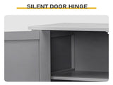 Grey painted MDF bathroom tall cabinet, double-door, vertical ribbed design, 23.6*11.8*31.5in 34325647