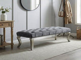 Decor Maxem Tufted Fabric Upholstered Bench Nailhead Trim , Gray T2574P164595