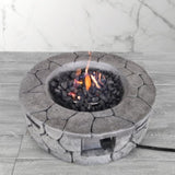 ZUN 9'' H x 28'' W Fiber Reinforced Concrete Outdoor Fire pit B120141824