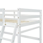 ZUN Twin Size High Loft Bed with inclined Ladder, Guardrails,White W504P143321