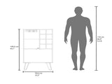 Bar Cabinet 43.1" H, with 2 Doors, 9 Shelves, and 1 Glass Panel, White Washed Oak B097P250849