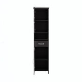 ZUN Double Door Narrow Height Slim Floor Standing Cabinet with 2 Adjustable Shelves-Black W282P171953