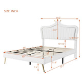 ZUN Queen Size Upholstered Bed Frame with LED Lights,Modern Upholstered Princess Bed With Crown WF307963AAK