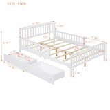 Full Size Wood Platform Bed with Guardrails on Both Sides and Two Storage Drawers ,White N733P172700K