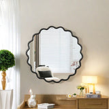 Solid Wood Wavy Mirror-Black Vanity Mirror Wall Decor 42" x 42" Modern Mirror Wall Decor for W1445P189554
