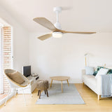 ZUN 52 Inch Ceiling Fan With Dimmable Led Light 6 Speed Remote 3 Wood Blade Reversible DC Motor For W934P145941