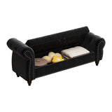 64.5" Bed Bench for Bed Room Nails Tufted Chaise of Lounge with Storage Velvet Upholstery Black W1097P202877