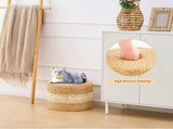 Handmade Woven Foot Stool Natural Water Hyacinth Ottoman for Home Decor & Seating White 43921509