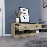 Light Oak Rectangle 2-Shelf 2-Drawer Storage Bench B06280461