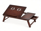 Adjustable Bamboo Laptop Bed Tray with Storage Drawer, 4 Tilt Angles 9"-11.5" Height Foldable Lap 32512780