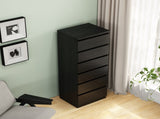 6 Drawer Dresser,Modern Storage Chest of Drawers,18.9In Black Dresser for Closet with Handle-Free W3151P407892