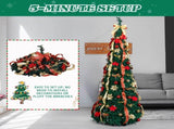 7 FT Fully Decorated Pre-lit Christmas Tree, Pop Up Artificial Xmas Tree with 200 Warm Lights Remote 00697986