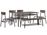 6-Piece Modern Dining Set for Home, Kitchen, Dining Room with Storage Racks, Rectangular Table, 87946117