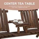 ZUN Wood Patio Chair Bench with Center Coffee Table/Garden chairs/courtyard chairs 98059382