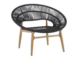 Cyril Outdoor Wicker Papasan Style Dining Chair, Teak Finished Leg and Dark Gray Faux Rattan, Gray N775P271975G