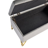 Fashion light Grey Velvet Fabric Upholstered large storage rectangular bench for Entryway W2082P176563