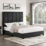 Queen Size Grey Squares Upholstered Platform Bed B108P160260