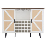 ZUN White Faux Rattan Barn Door Wine Cabinet with Wine Rack and Wine Glass Rack, Double Door Design with W2702P183969