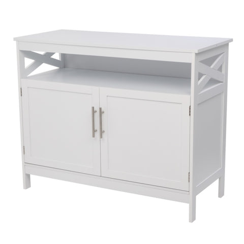 ZUN FCH Double Door Side Cabinet With Partition White 90596729