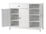 Double-Door Bathroom Cabinet with 2, Adjustable Panels, 1 Drawer and 3 Side Shelves, White 21280126