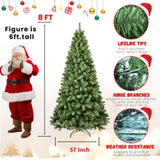 Artificial 8ft Green LED-lit Christmas Tree with 1460PVC Mixed Branch Tips,Hinged Premium & Foldable 98369985