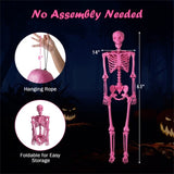 5.5 FT Pink Halloween Skeleton Decor - No Assembly Needed, Integrated Hanging Rope, Playful-Spooky 65148818