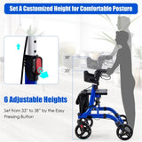 2-in-1 Blue Rollator Walker & Wheelchair - 330 lbs Capacity, 8" PVC Wheels X-Shaped Structure 43466378
