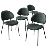 Set of 4 Upholstered PU Leather Dining Chairs Mid-Century Modern Dining Chairs with Curved Backrest W3010P291315