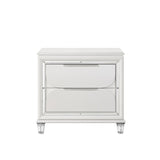 Pearl White 2-Drawer Nightstand with Acrylic Crystal Legs B062P215411
