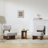 Modern Lounge Chair with Polyester Upholstery, Sturdy Wood Base With Walnut Finish, N767P241702L