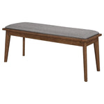 ZUN Grey and Natural Walnut Upholstered Dining Bench B062P145521