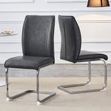 Luxury Simple Arch Chair - Set of 2 Dark Gray PU Material High Resilience Dining Chair with Arched W1512P356252
