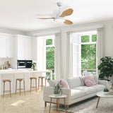 47 Inch Ceiling Fan with 22W LED Light and Remote Control 6 Speeds Reversible DC Motor White for W934P288500