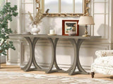 U-Style 59.8'' Wooden Console Table with Oak Veneer Top,Farmhouse Entryway Table with Rubber Wood N711P295300E