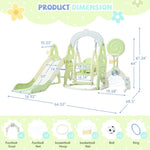 ZUN Toddler Slide and Swing Set 6 in 1, Kids Playground Climber Playset with Soccer Goal, 2 Basketball PP312508AAF