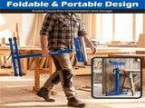 2-Pack Heavy Duty Metal Folding Roller Stand with Edge Guides Portable Woodworking Support - Blue 09128668