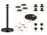 4 PCS Black Stanchions with Black Velvet Rope - Exhibition Crowd Control Poles,with Sand Injection 21045268