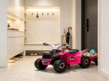 Pink 6V Toddler Electric Vehicle with Toy-Carrying Back Trailer, Gentle Forward & Backward, 89093938