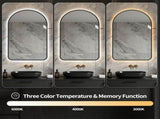 28"x48"Arched LED Mirror for Bathroom,Time and temperature display, Backlight, Anti-Fog, Dimmable, W2709P242512