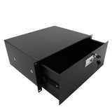19" 4U Steel Plate DJ Drawer Equipment Cabinet with Keys Black 24357019