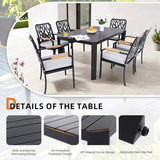 Modern Outdoor Aluminum Table with Alternating Wide Narrow Slats, Angled Corners, Umbrella Hole, W1886P272382
