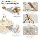 23.6-Inch Gold Pendant Light Chandelier with Threaded Clear Glass Globe Shade Adjustable Height, W1340P251916