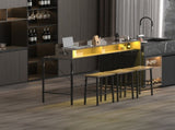 59 inch bar table, dining table, sofa table with power socket and LED light, 3 saddle stools, W2972P313230