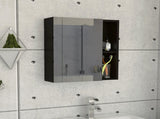Whirlwind 1-Shelf Rectangle Medicine Cabinet with Mirror Black Wengue B06280245