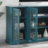 63" TV Stand, Sideboard Buffet ,Storage Cabinet, Teal Blue W96570012