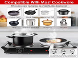 Dual Electric Hot Plate - 5-Second Quick Heating with 6.3&7.5in Glass Plates, 800W1000W Power, 76483994