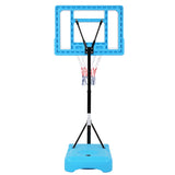PVC Transparent Board Basket Frame Adjustable 115-135cm Poolside Basketball Hoop Blue 06950291