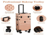 2-in-1 vanity case with sliding front drawer, flat left drawer, detachable caster wheels, aluminum, 06533601