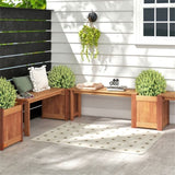 ZUN Outdoor bench with planter box, teak 57707111